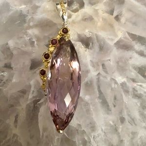 Sterling silver and genuine Ametrine and rhodolite garnet pendant